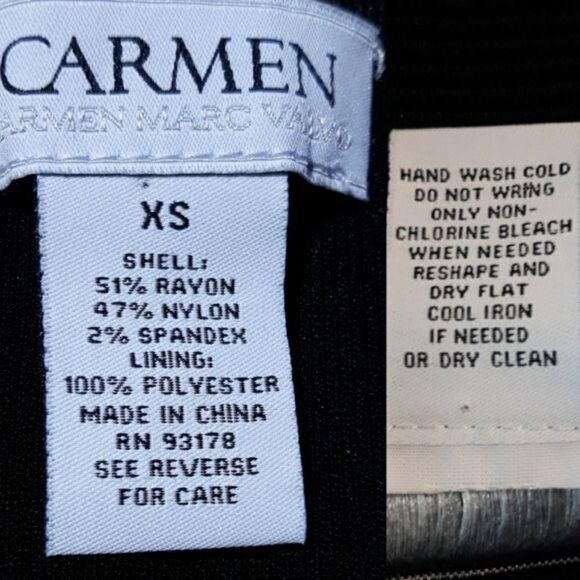 Carmen Marc Valvo Bodycon Bandage Rib Textured Knit Sleeveless Dress Black Sz XS - Picture 3 of 11